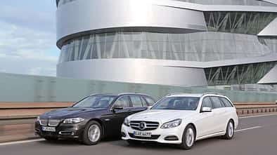 BMW 535i Touring xDrive, Mercedes E 400 T 4Matic, Frontansicht