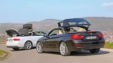 Audi A5 Cabrio, BMW Vierer Cabrio, Verdeck öffnet