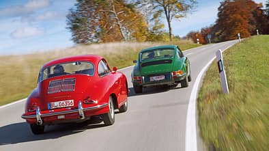Porsche 356 C, Porsche 911 T 2.4, Heckansicht