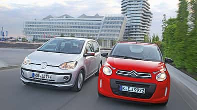 VW Up 1.0 Bluemotion, Citroën C1 Airscape VTi 82, Frontansicht