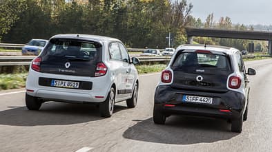 Renault Twingo SCe 70 Energy, Smart Forfour 1.0, Heckansicht