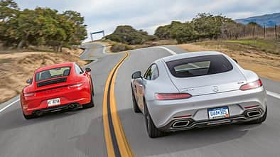 Mercedes AMG GT S, Porsche 911 Carrera GTS, Heckansicht