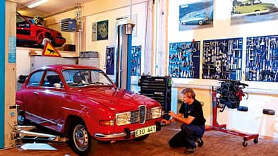 Saab 96 V4, Werkstatt