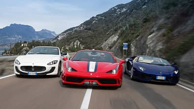 Ferrari 458 Speciale A, Lamborghini Aventador Roadster, Maserati Gran Cabrio MC
