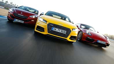Audi TTS, Peugeot RCZ R, Porsche Cayman GTS, Frontansicht