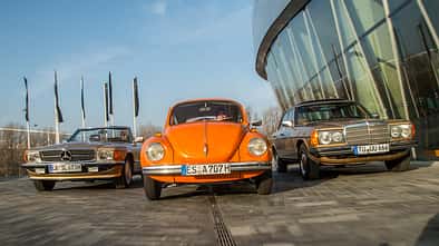 VW Käfer, Mercedes-Benz W123, Mercedes-Benz R107