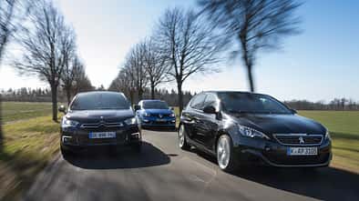 Peugeot 308 GT, Citroën DS4, Renault Mégane, Frontansicht