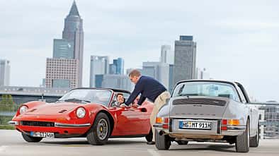 Ferrari Dino 246 GTS, Porsche 911 S Targa, Skyline