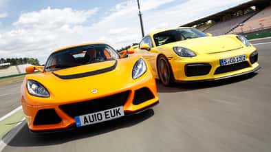 Porsche Cayman GT4, Lotus Exige S, Frontansicht