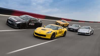 Chevrolet Corvette, Jaguar F-Type, Mercedes-AMG GT, Nissan GT-R, Porsche 911