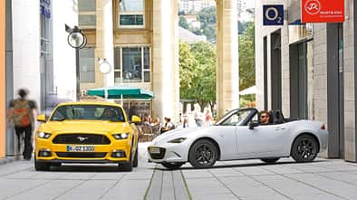Ford Mustang GT 5.0, Mazda MX5 Skyaktiv G 131, Impression