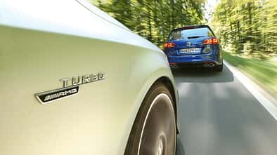 Mercedes CLA 45 AMG Shooting Brake, VW Golf Variant R, Impression
