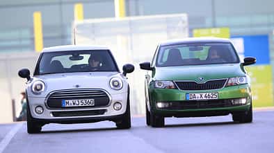 Mini One, Skoda Rapid Spaceback 1.2 TSI, Frontansicht