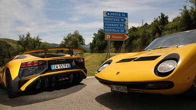 Lamborghini Miura und Aventador, Impressionen, Generationen-Treffen