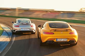 Mercedes-AMG GT S, Porsche 911 Turbo, ams0815, Vergleich Mercedes-AMG GT S, Porsche 911 Turbo, Heckansicht
