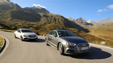 Audi S3 2.0 TFSI Quattro, Mercedes-AMG CLA 45, ams0217, Vergleich Audi S3 Limousine 2.0 TFSI Quattro, Mercedes-AMG CLA 45 4Matic
