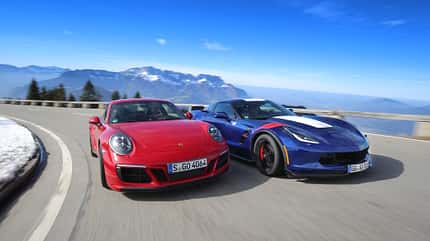 Chevrolet Corvette Grand Sport, Porsche 911 Carrera GTS, spa0517, Vergleich Chevrolet Corvette Grand Sport, Porsche 911 Carrera GTS, Frontansicht