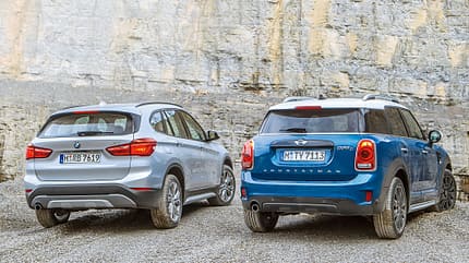 BMW X1 18d sDrive, Mini Countryman Cooper D, Heckansicht