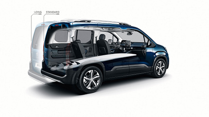Peugeot, Rifter, 2018, Hochdachkombi Peugeot Rifter 2018 Fünfsitzer umgeklappte Sitze