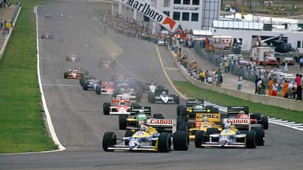 Nelson Piquet - Nigel Mansell - Williams FW11B - Ayrton Senna - Lotus 99T - GP Spanien 1987 - Jerez Nelson Piquet - Nigel Mansell - Williams FW11B - Ayrton Senna - Lotus 99T - GP Spanien 1987 - Jerez