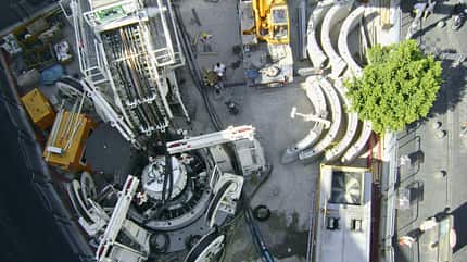 Vertical shaft sinking machine VSM9000 constructing an urban shaft in Naples, Italy Vertical shaft sinking machine VSM9000 constructing an urban shaft in Naples, Italy