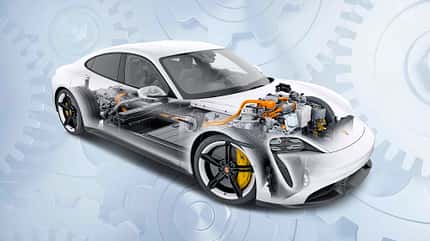 Porsche Taycan, ams_2019_25a, Jahresrückblick, Technik Porsche Taycan, Illustration