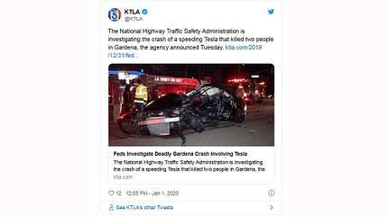 Tesla Model-S Unfall Dezember 2019 Gardena (Honda Civic) Honda Civic nach Tesla-Autopilot-Unfall