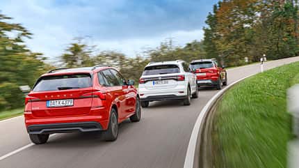 Skoda Kamiq 1.0 TSI, VW T-Cross 1.0 TSI, Seat Arona 1.0 TSI, Vergleichstest, ams0220 Skoda Kamiq 1.0 TSI, VW T-Cross 1.0 TSI, Seat Arona 1.0 TSI, Exterieur