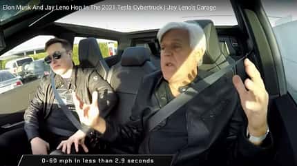 Tesla Cybertruck, Elon Musk, Jay Leno, Jay Leno’s Garage, youtube, 2020 Elon Musk und Jay Leno im Tesla Cybertruck