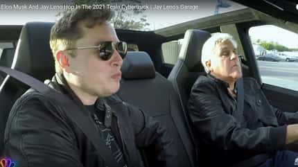 Tesla Cybertruck, Elon Musk, Jay Leno, Jay Leno’s Garage, youtube, 2020 Elon Musk und Jay Leno im Tesla Cybertruck