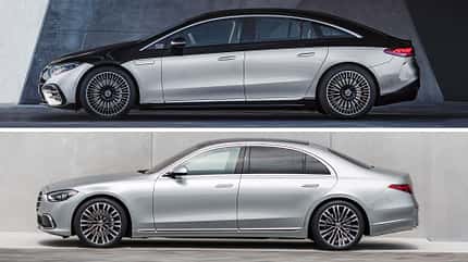 Mercedes EQS und S-Klasse Collage Vergleich Mercedes EQS und S-Klasse Collage Vergleich