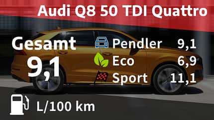 Kosten und Realverbrauch Audi Q8 50 TDI Quattro 08/2021, Kosten und Realverbrauch Audi Q8 50 TDI Quattro