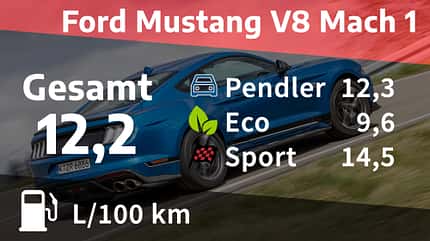 Ford Mustang Coupé V8 Mach 1, Kosten und Realverbrauch, Heft 12/2022, S. 36 Ford Mustang Coupé V8 Mach 1