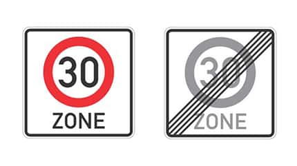 Tempozoneschild und Aufhebung