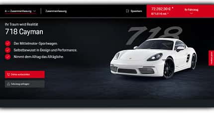 Porsche 718 Cayman Konfigurator Screenshot Porsche 718 Cayman Konfigurator Screenshot