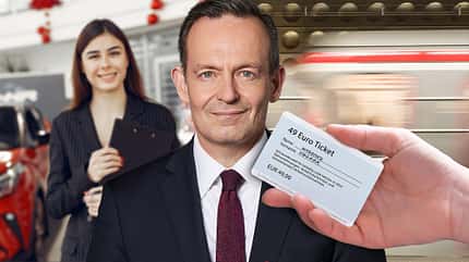 Volker Wissing FDP Collage 49 Euro Ticket Neuwagen Kauf Volker Wissing FDP Collage 49 Euro Ticket Neuwagen Kauf