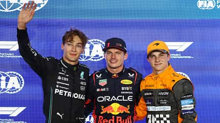 Russell, Verstappen & Piastri - Formel 1 - GP Katar - Losail - 6. Oktober 2023 Russell, Verstappen & Piastri - Formel 1 - GP Katar - Losail - 6. Oktober 2023