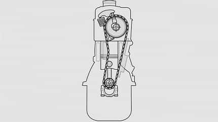 TechnikProfi, Antriebstechnik, Motor, Riementriebe, CIH-Bauform, Antrieb Kipphebel, Nockenwelle, Zylinderkopf oben TechnikProfi_2024_09_01_9