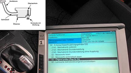 TechnikProfi, Werkstattpraxis, Ölwechsel, VW, DSG-Getriebe, DSG Getriebeöl Flasche TechnikProfi_2024_19_04_6