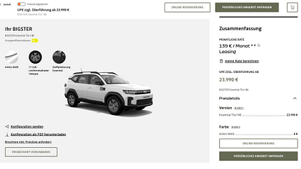 Dacia Bigster Konfigurator Vergleich Collage Dacia Bigster Konfigurator Vergleich Collage