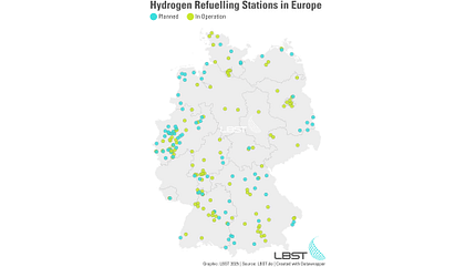 Grafik Wasserstofftankstellen in Deutschland, Stand 2024 Grafik Wasserstofftankstellen in Deutschland, Stand 2024