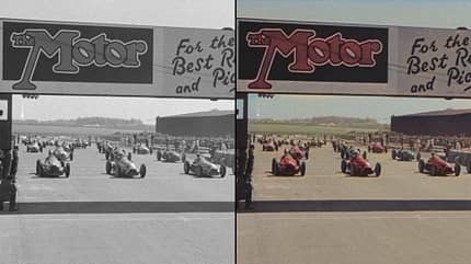 Britischer Grand Prix 1950 - Silverstone - Erstes F1-Rennen - Farbe Britischer Grand Prix 1950 - Silverstone - Erstes F1-Rennen - Farbe