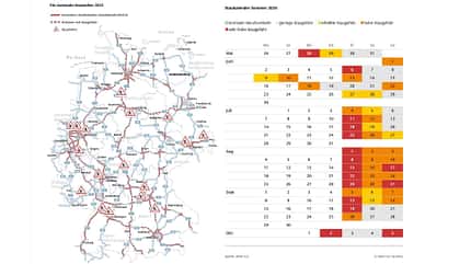 Staukarte mit Staukalender Himmelfahrt