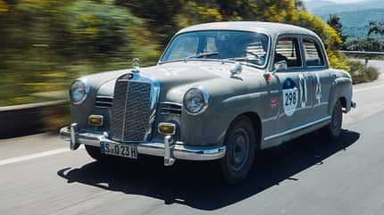 06/2025, Mercedes-Benz, 180D, Ponton. Mille Miglia 1000 Miglia 2025 im Mercedes 180 Diesel Ponton von 1955
