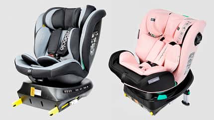 10/2025, ADAC Kindersitzcrashtest; Reecle 360 (links); Chipolino Olympus i-Size (rechts) ADAC Kindersitzcrashtest