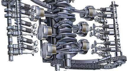 Schnittzeichnung des Ventiltriebs am Porsche M96