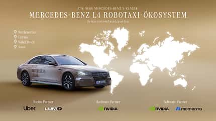Mercedes S-Klasse, Facelift 01/2026, autonomes Fahren, Robotaxi, 01/2026 Mercedes S-Klasse für Robotaxi-Dienste