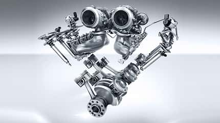 V8-Zylinder-Benzinmotor mit Biturboaufladung des Mercedes-AMG GT