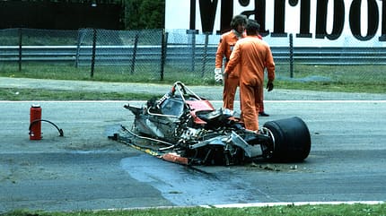 Gilles Villeneuve Unfall GP Belgien Zolder 1982 Ferrari Gilles Villeneuve Unfall GP Belgien Zolder 1982 Ferrari
