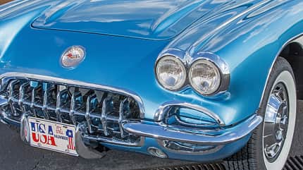 Chevrolet Corvette C1 (1960), mkl1015, Fahrbericht Chevrolet Corvette C1 (1960), Frontscheinwerfer, Kühlergrill